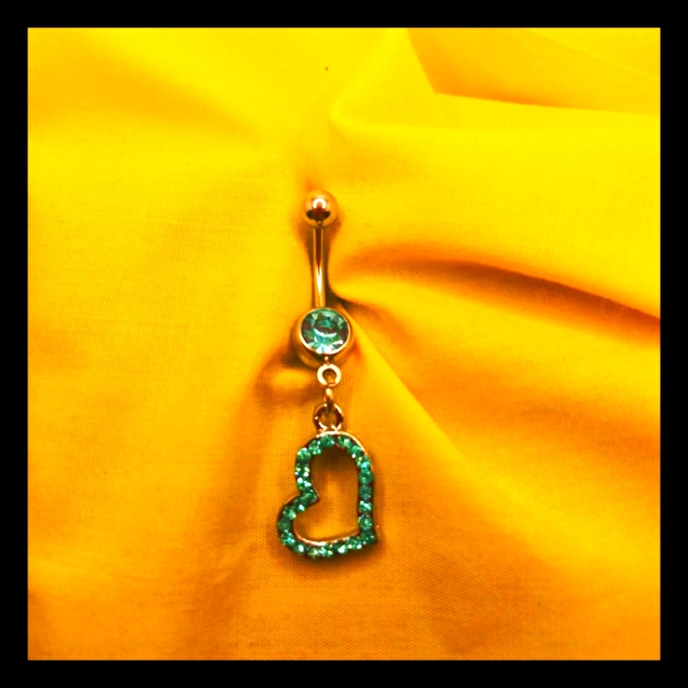 Blue Heart Dangle Belly Ring